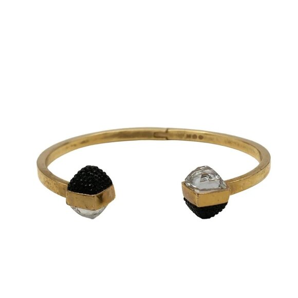 Auth SWAROVSKI - Gold Clear Black Hardware Swarovski Crystal Bangle - Picture 1 of 5